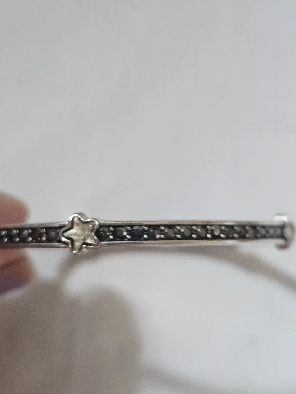 Brighton Silver Tone Dark Crystal Star Celestial Slip-On Bangle Bracelet